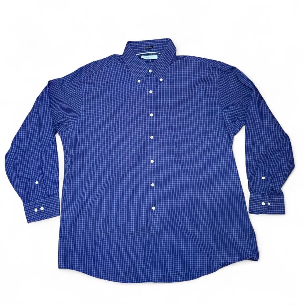 Tommy Hilfiger Men’s Blue Ithaca check long sleeve button down shirt Size XXL